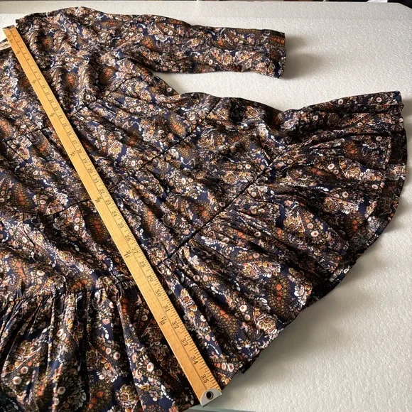 NATURAL LIFE Heidi Mini Dress Tiered Paisley Pockets Cottage Core Fall XL NWOT - Picture 10 of 13